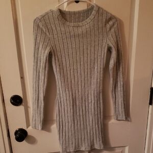 SHEIN Light Gray Ribbed Sweater Dress